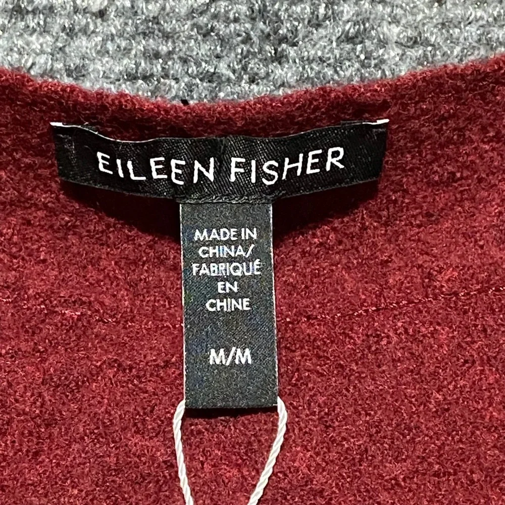 EILEEN FISHER Lightweight Boiled Wool Bateau‎ Neck Box Top M Red Cedar NWT
